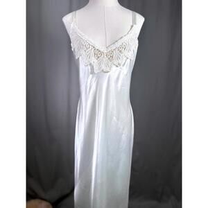 Vintage Womens Ivory Georgette Trabolsi Neiman Sz Large Maxi SlipDress Nightgown